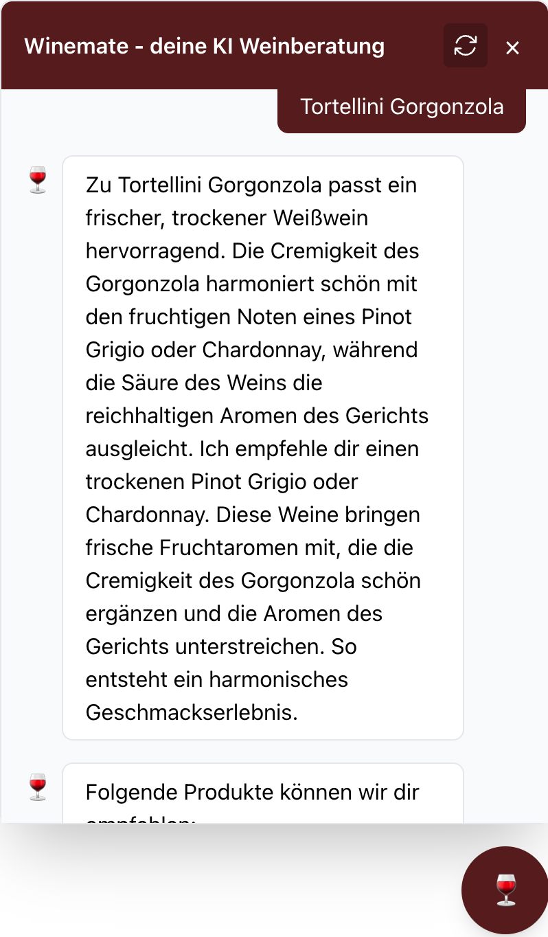 Winemate KI-Weinempfehlung mit Begründung